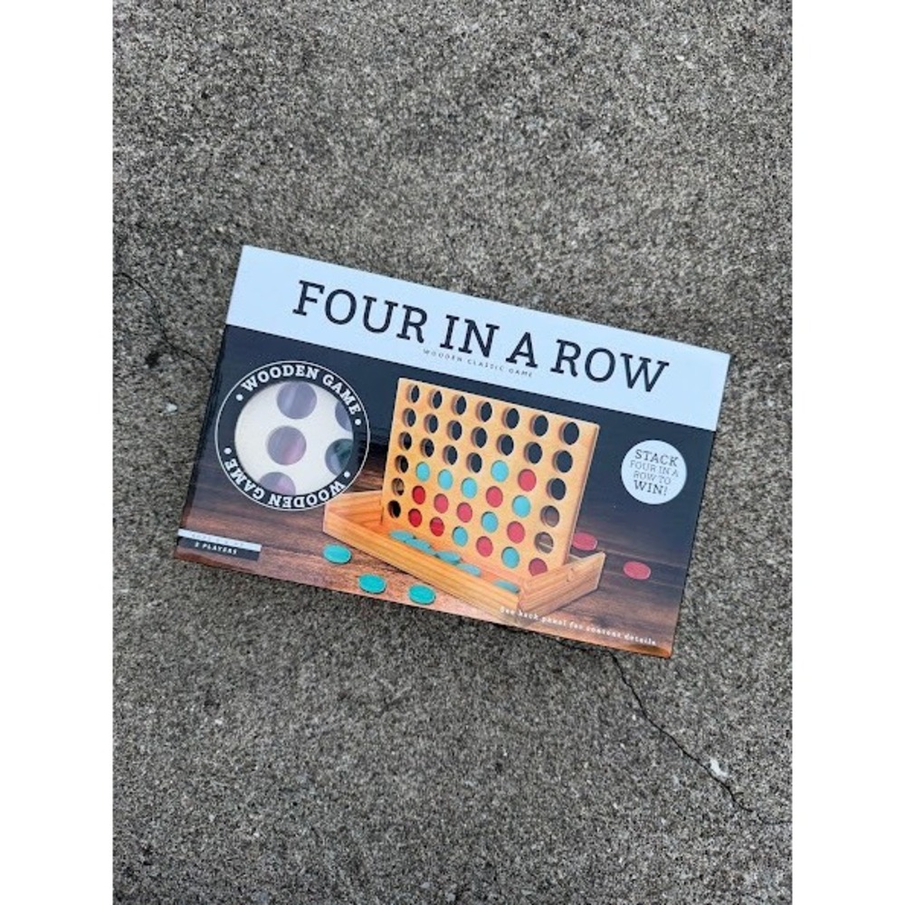 Four In A Row Wooden Classic Game Modern Wood Strategy Set Red Blue 2 Player